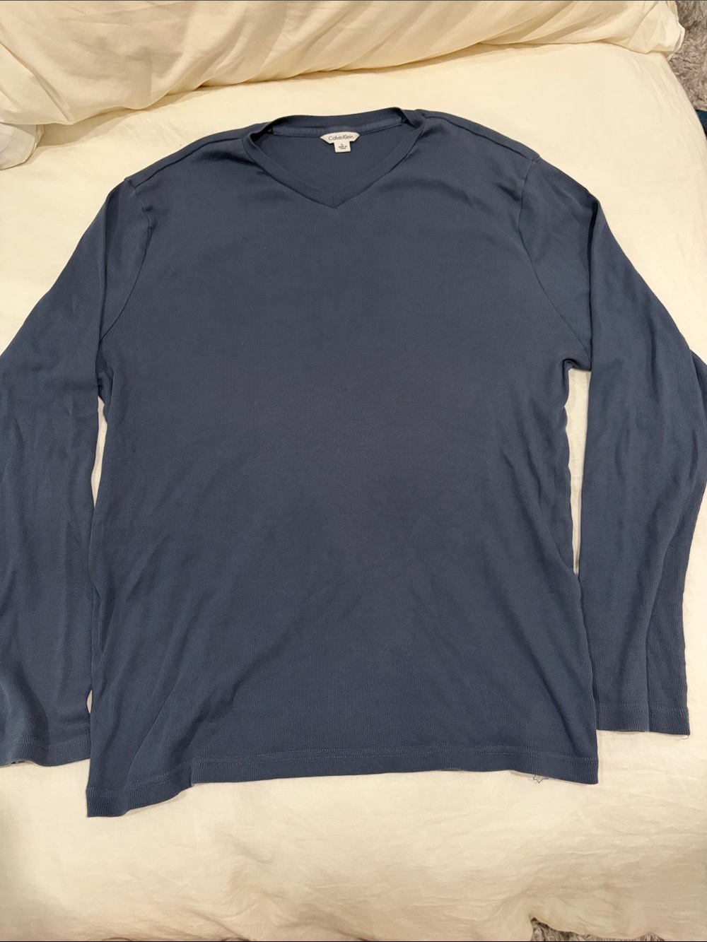 Calvin Klein Slate Blue V-Neck Long Sleeve Pullover